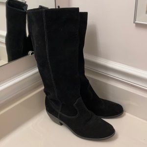 Ana Black Suede Leather Boots Size 8